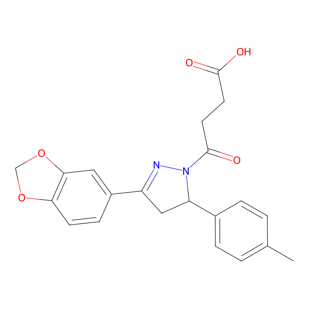 4-[3-(2H-1,3-benzodioxol-5-yl)-5-(4-methylphenyl)-4,5-dihydro-1H-pyrazol-1-yl]-4-oxobutanoic acid molecular structure, CAS 1241481-55-9