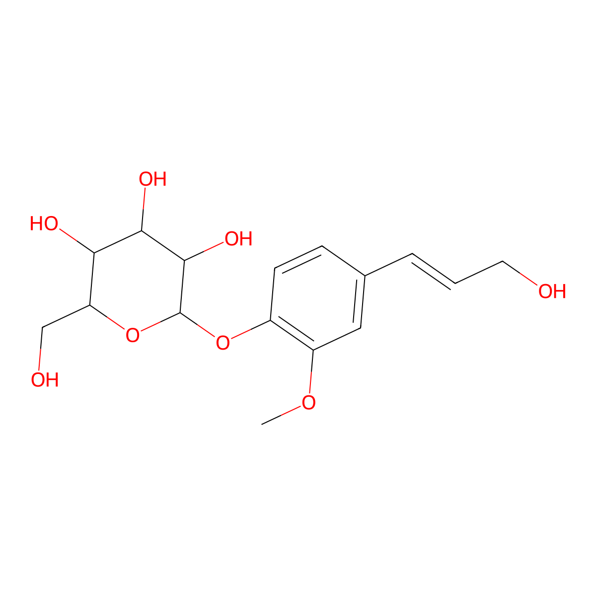 Coniferin molecular structure, CAS 124151-33-3