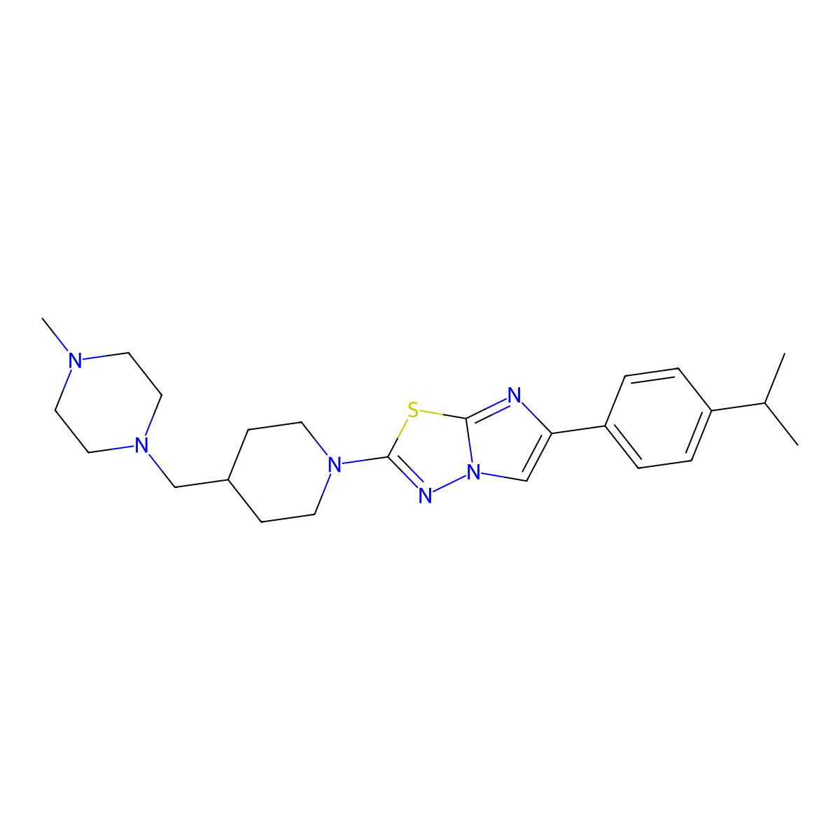 6-(4-Isopropylphenyl)-2-(4-((4-methylpiperazin-1-yl)methyl)piperidin-1-yl)imidazo[2,1-b][1,3,4]thiadiazole molecular structure, CAS 1241537-79-0