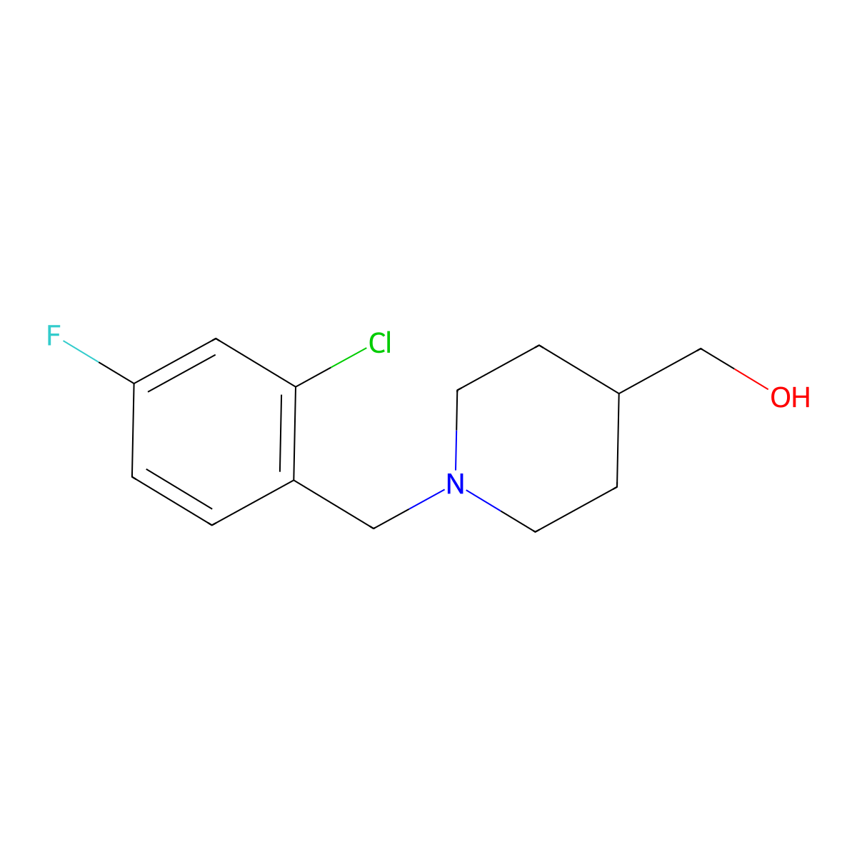 (1-(2-Chloro-4-fluorobenzyl)piperidin-4-yl)methanol molecular structure, CAS 1241539-97-8