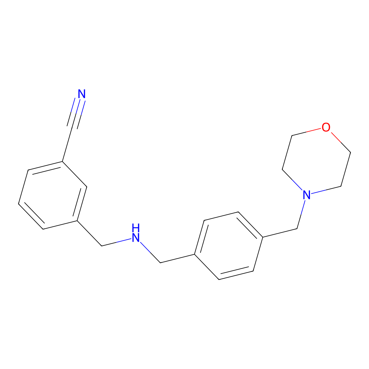 3-[({[4-(Morpholin-4-ylmethyl)phenyl]methyl}amino)methyl]benzonitrile molecular structure, CAS 1241566-06-2