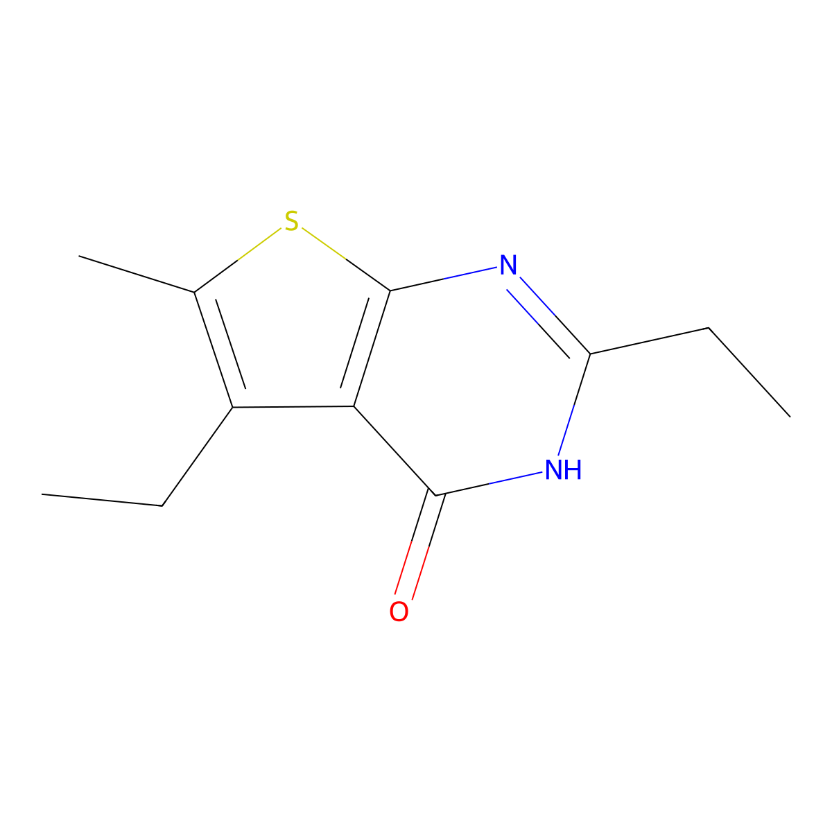 2,5-diethyl-6-methyl-3H,4H-thieno[2,3-d]pyrimidin-4-one molecular structure, CAS 1241604-49-8