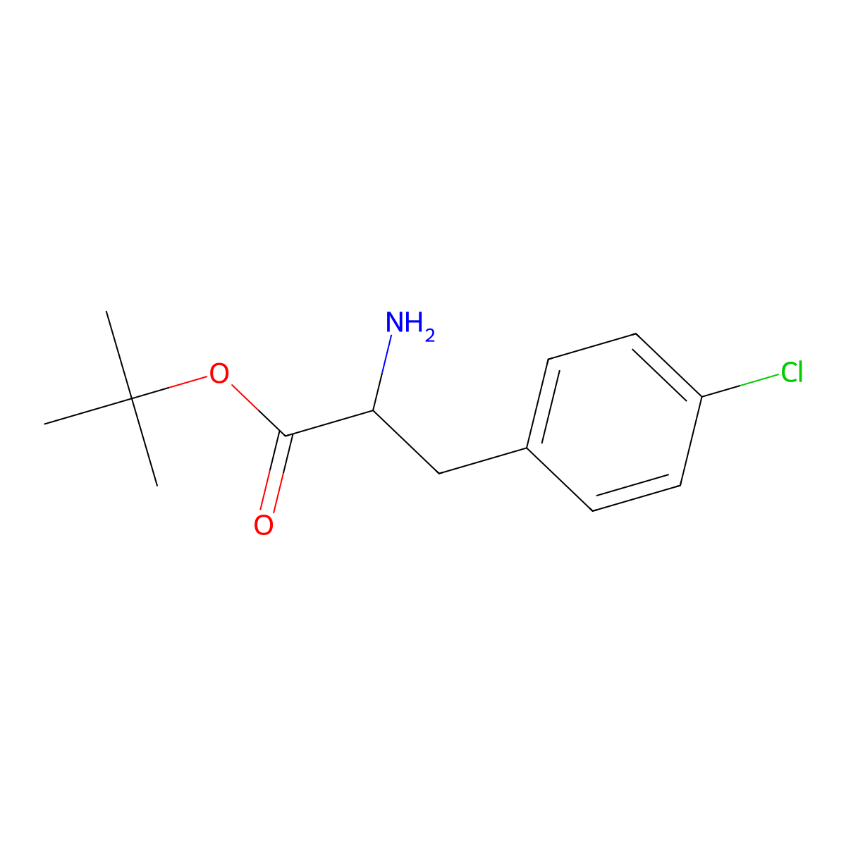Tert-butyl 2-amino-3-(4-chlorophenyl)propanoate molecular structure, CAS 124166-13-8