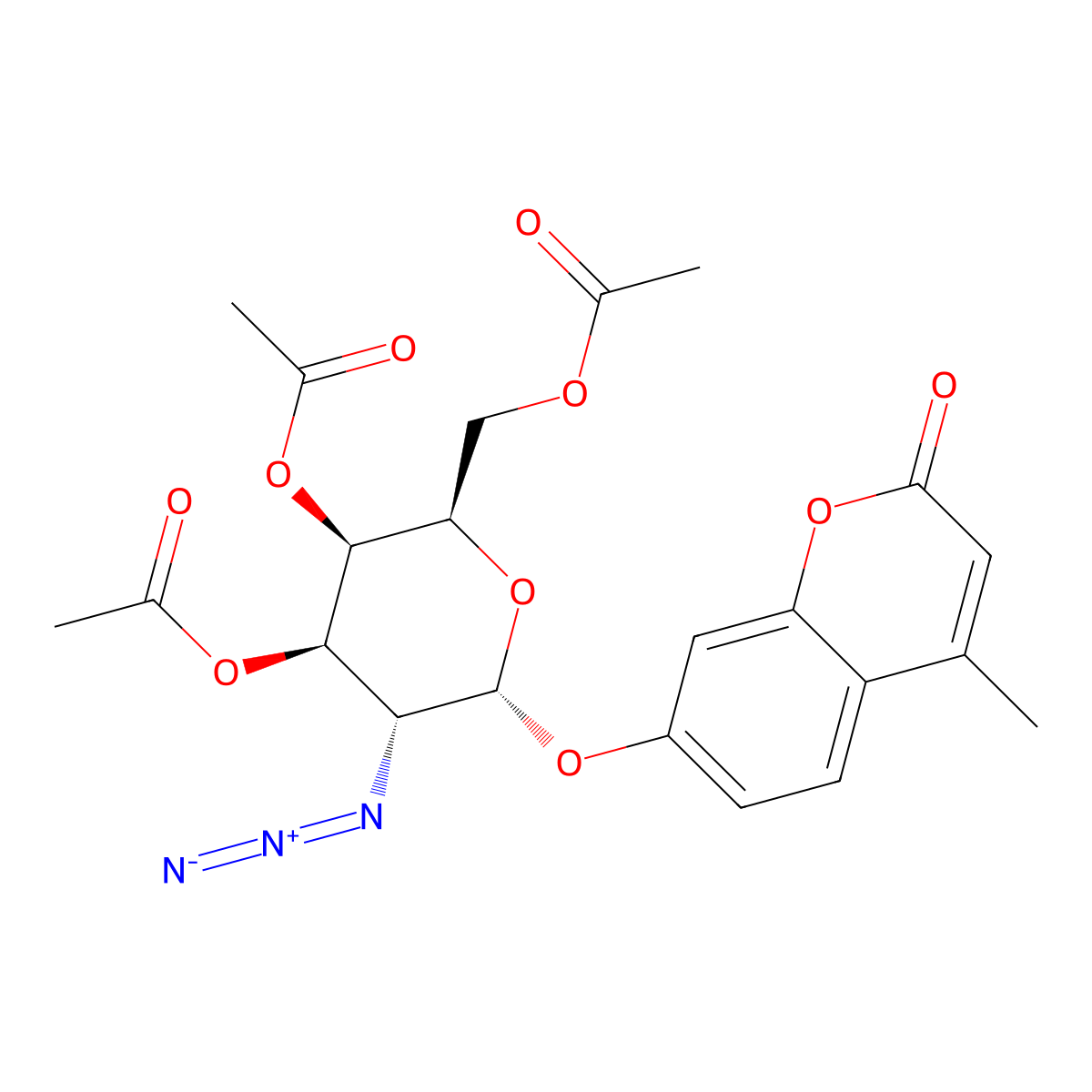 4-Methylumbelliferyl 3,4,6-tri-O-Acetyl-2-azido-2-deoxy-a-D-galactopyranoside molecular structure, CAS 124167-43-7
