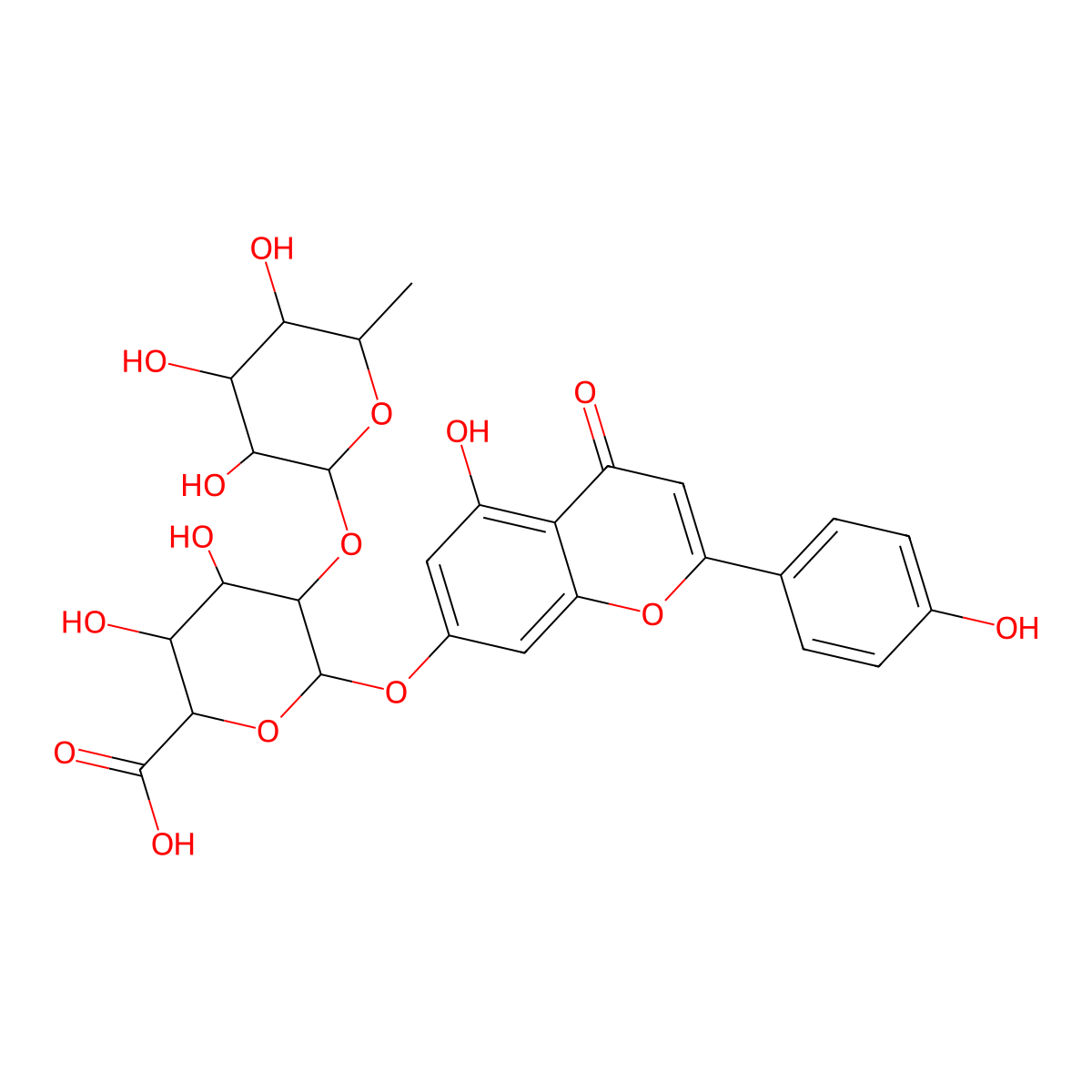 Apigenin 7-rhamnosyl-(1->2)-galacturonide molecular structure, CAS 124167-97-1