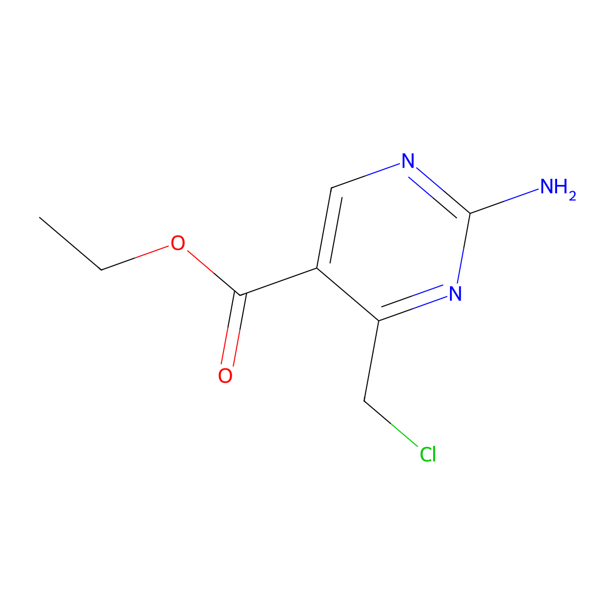 Ethyl 2-amino-4-(chloromethyl)pyrimidine-5-carboxylate molecular structure, CAS 1241670-13-2