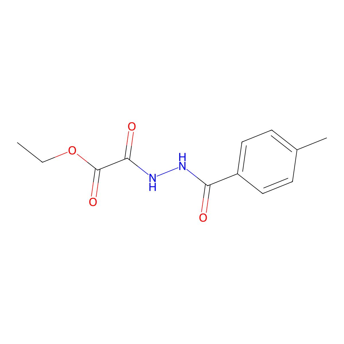 Ethyl 2-(2-(4-methylbenzoyl)hydrazinyl)-2-oxoacetate molecular structure, CAS 1241674-86-1