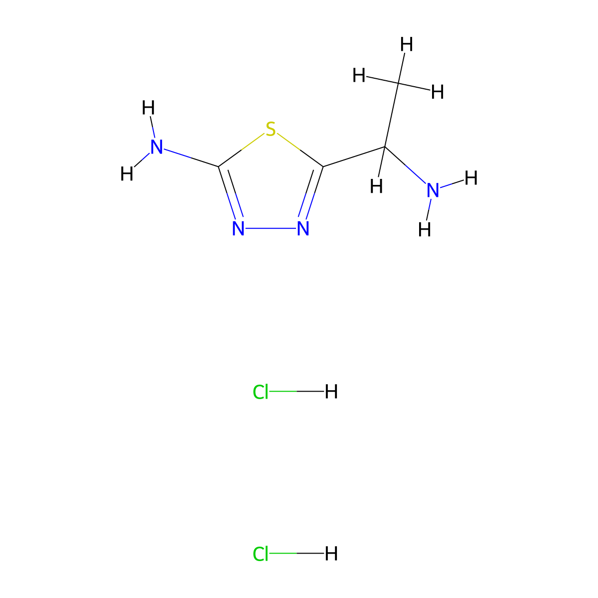 5-(1-Aminoethyl)-1,3,4-thiadiazol-2-amine dihydrochloride molecular structure, CAS 1241674-97-4