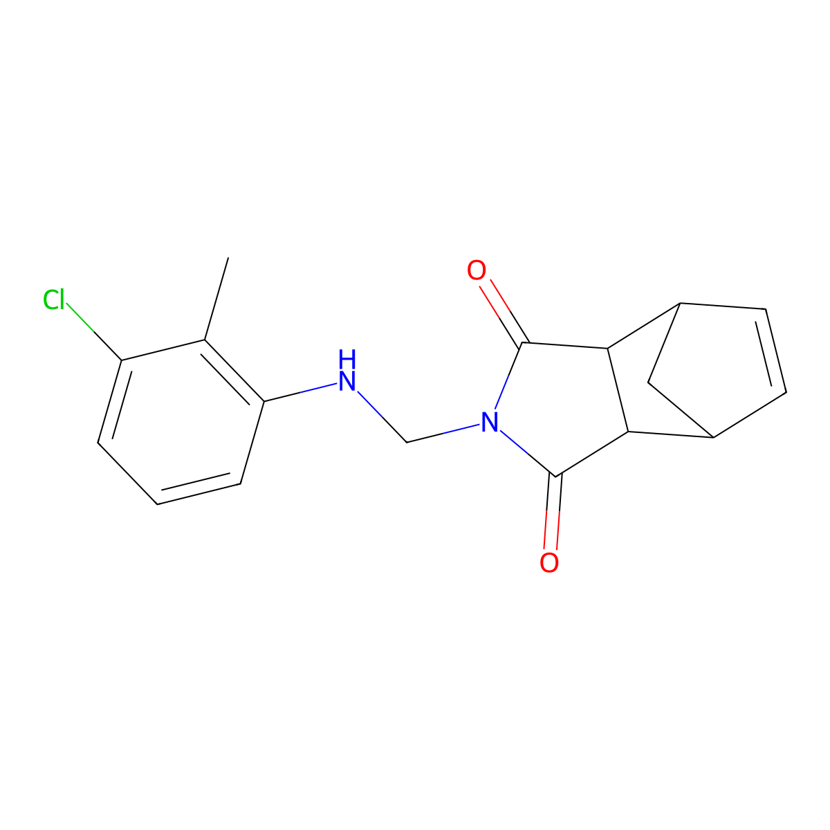 2-{[(3-Chloro-2-methylphenyl)amino]methyl}-3a,4,7,7a-tetrahydro-1H-4,7-methanoisoindole-1,3-dione molecular structure, CAS 1241675-01-3