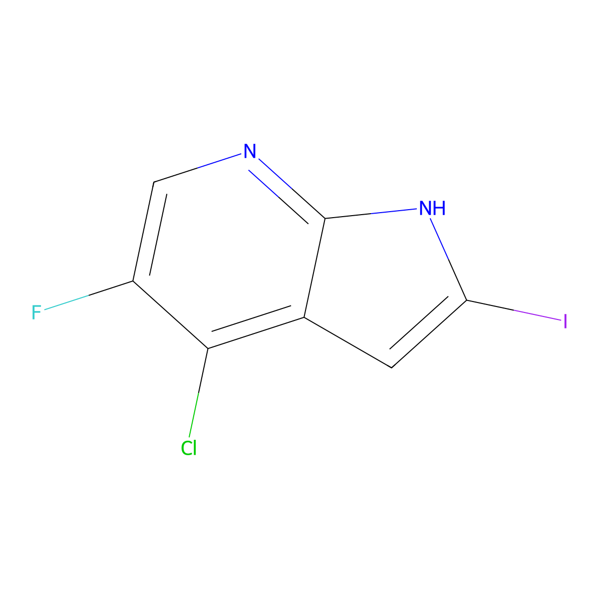 4-chloro-5-fluoro-2-iodo-1H-pyrrolo(2,3-b)pyridine molecular structure, CAS 1241675-06-8