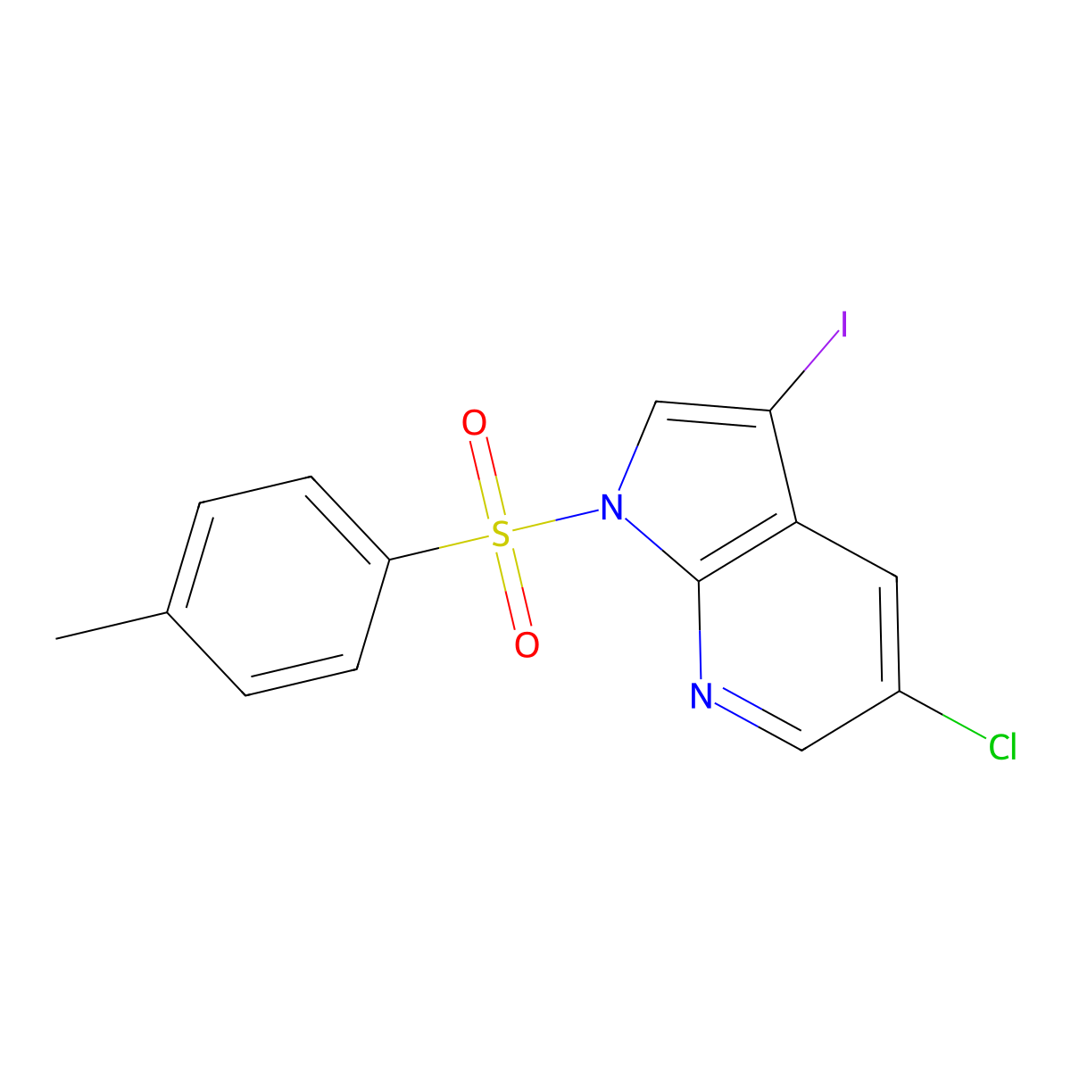 5-chloro-3-iodo-1-(4-methylbenzenesulfonyl)-1H-pyrrolo[2,3-b]pyridine molecular structure, CAS 1241675-24-0
