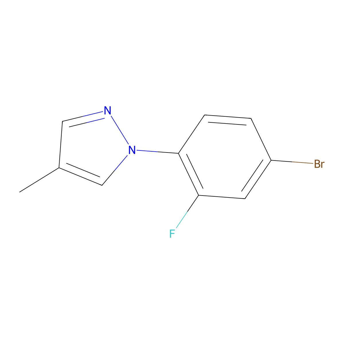 1-(4-bromo-2-fluorophenyl)-4-methyl-1H-pyrazole molecular structure, CAS 1241675-27-3