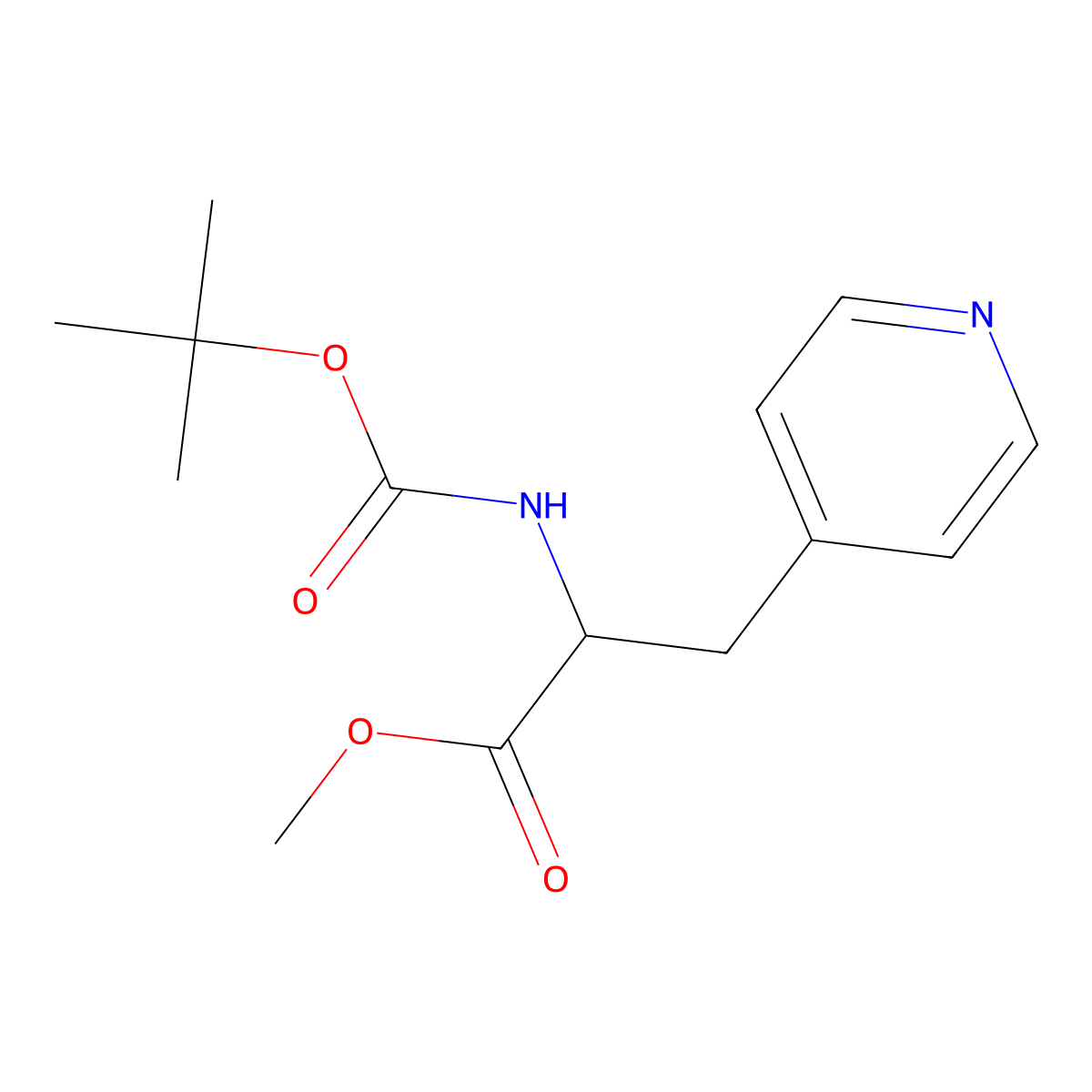 Methyl (2r)-2-[(tert-butoxy)carbonylamino]-3-(4-pyridyl)propanoate molecular structure, CAS 1241676-69-6
