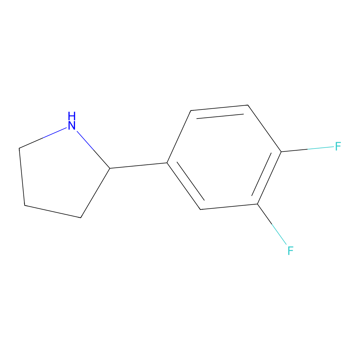 (2R)-2-(3,4-difluorophenyl)pyrrolidine molecular structure, CAS 1241677-04-2