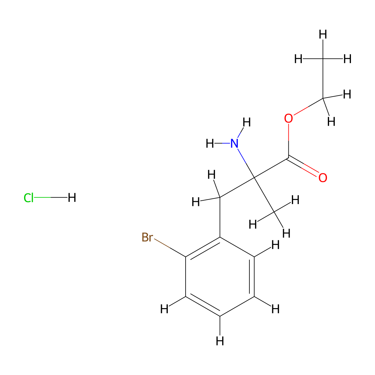 Ethyl 2-amino-3-(2-bromophenyl)-2-methylpropanoate hydrochloride molecular structure, CAS 1241677-52-0