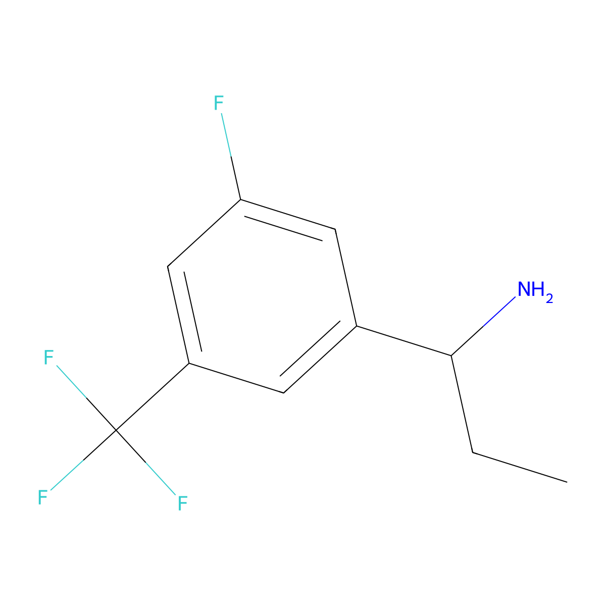 (S)-1-(3-Fluoro-5-(trifluoromethyl)phenyl)propan-1-amine molecular structure, CAS 1241678-11-4