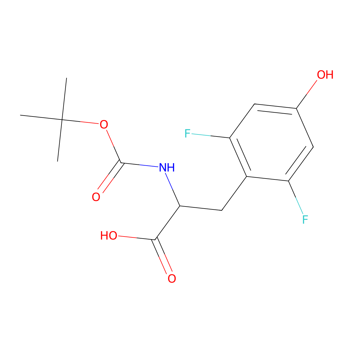 (2R)-3-(2,6-difluoro-4-hydroxyphenyl)-2-[(2-methylpropan-2-yl)oxycarbonylamino]propanoic acid molecular structure, CAS 1241678-41-0
