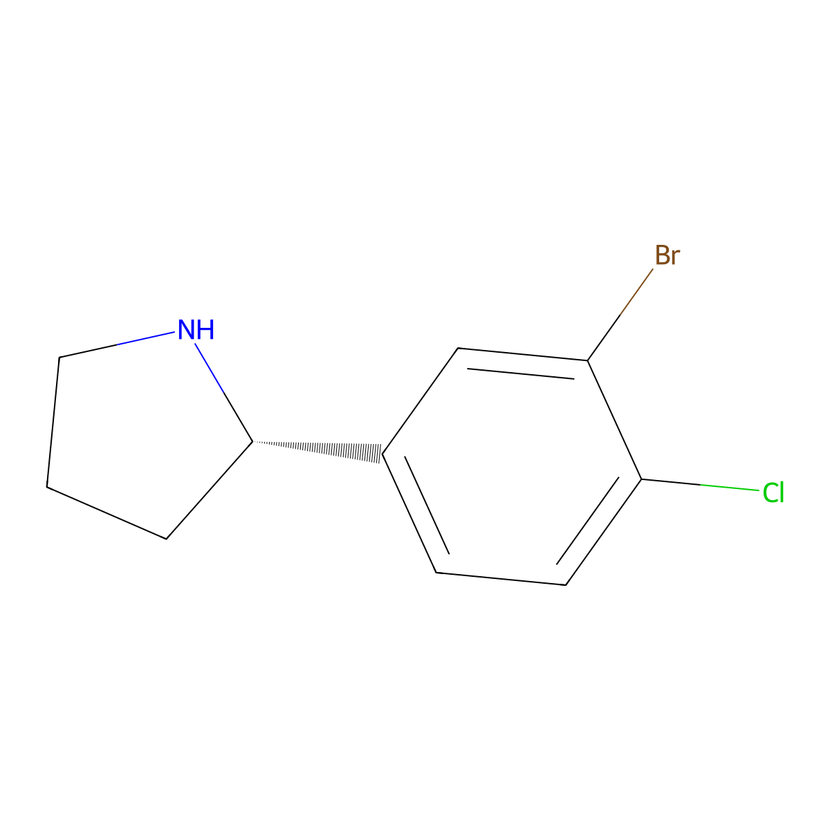 (S)-2-(3-Bromo-4-chlorophenyl)pyrrolidine molecular structure, CAS 1241678-54-5