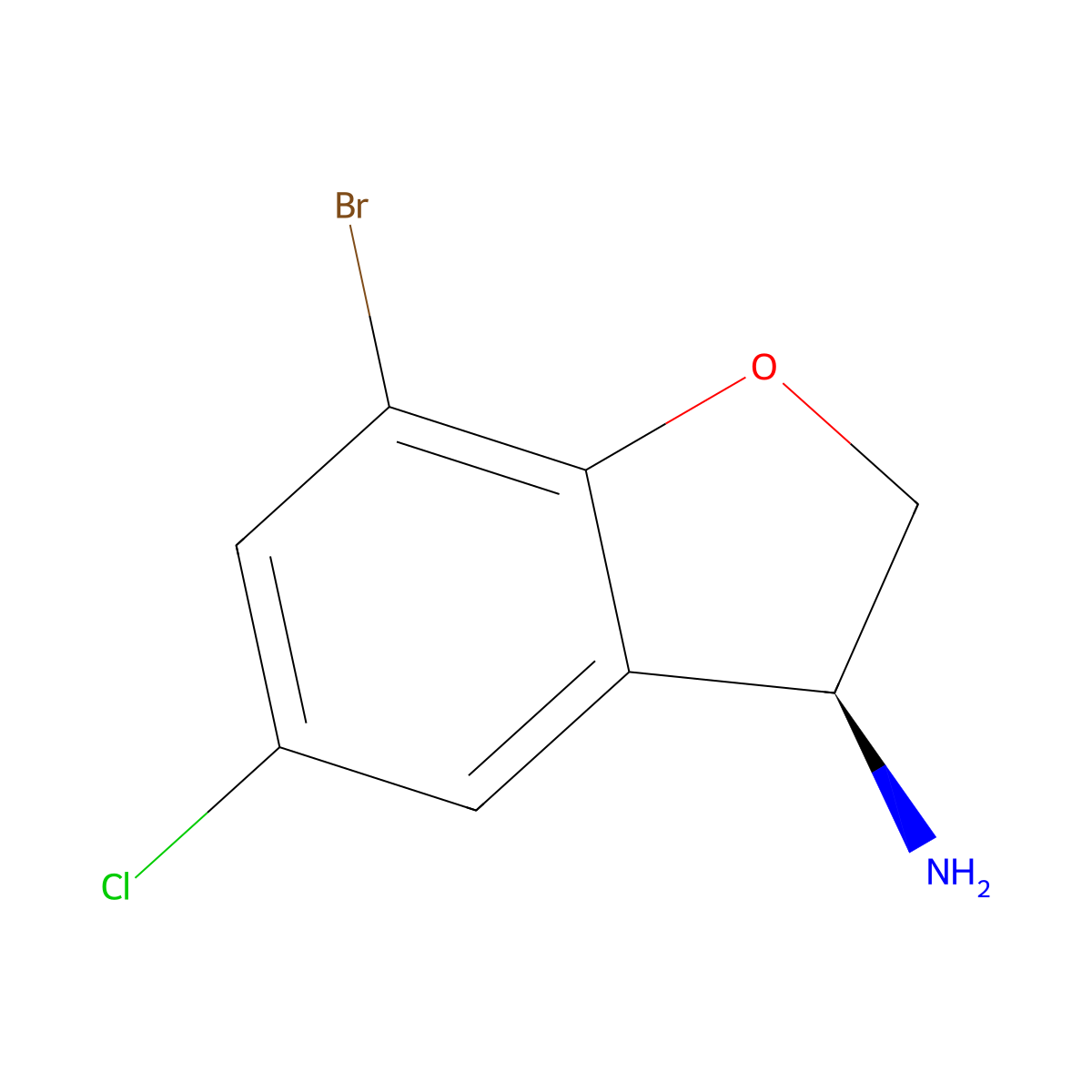 (3S)-7-Bromo-5-chloro-2,3-dihydro-1-benzofuran-3-amine molecular structure, CAS 1241678-74-9