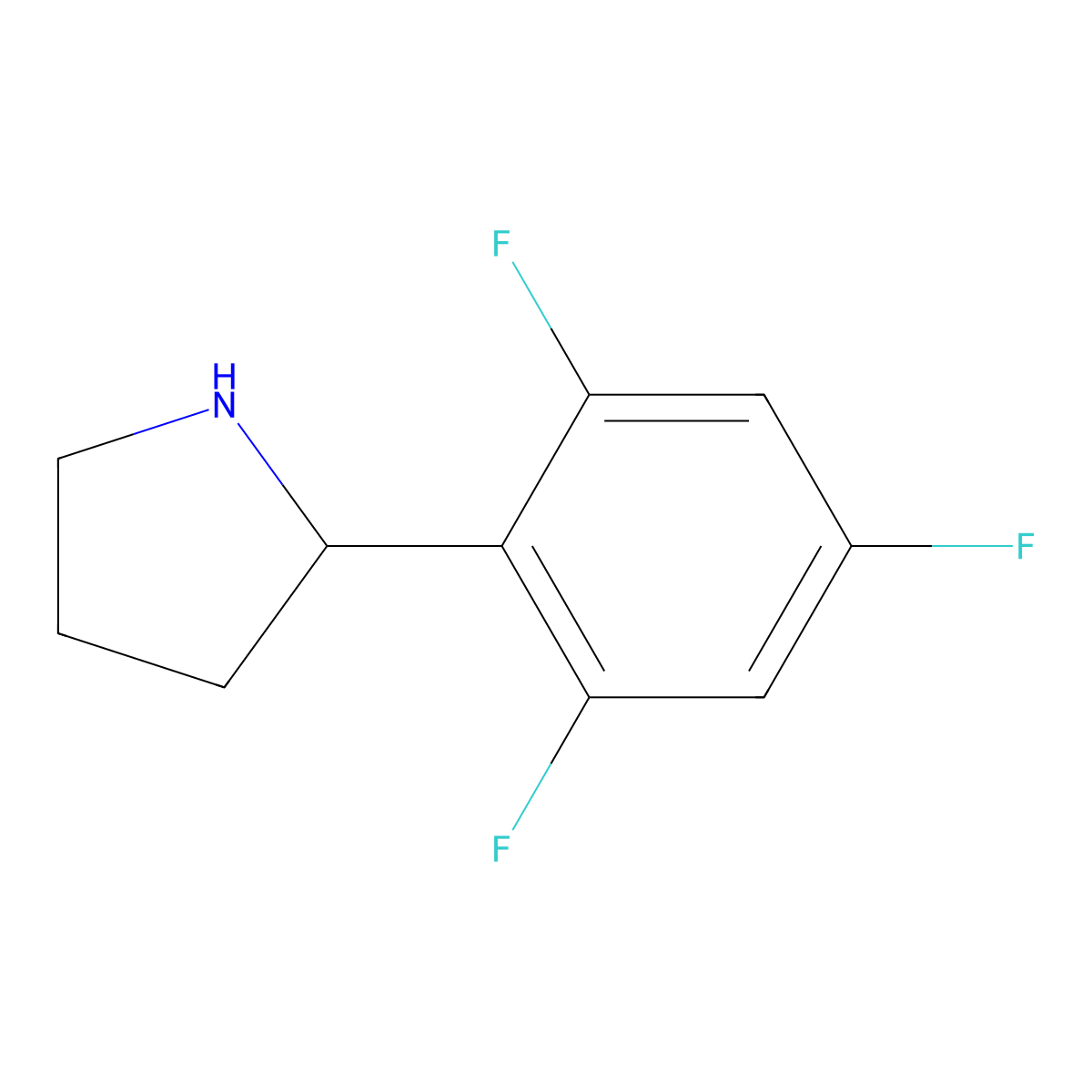 (R)-2-(2,4,6-Trifluorophenyl)pyrrolidine molecular structure, CAS 1241678-86-3