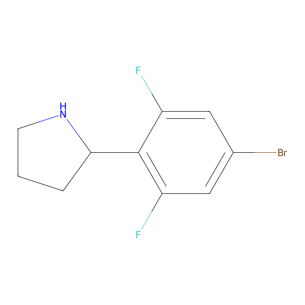 (R)-2-(4-Bromo-2,6-difluorophenyl)pyrrolidine molecular structure, CAS 1241678-87-4
