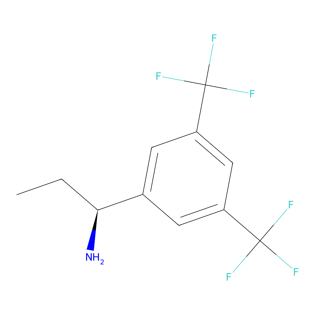 (S)-1-(3,5-Bis(trifluoromethyl)phenyl)propan-1-amine molecular structure, CAS 1241678-94-3