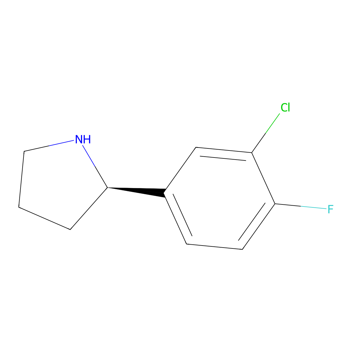 (R)-2-(3-Chloro-4-fluorophenyl)pyrrolidine molecular structure, CAS 1241678-96-5