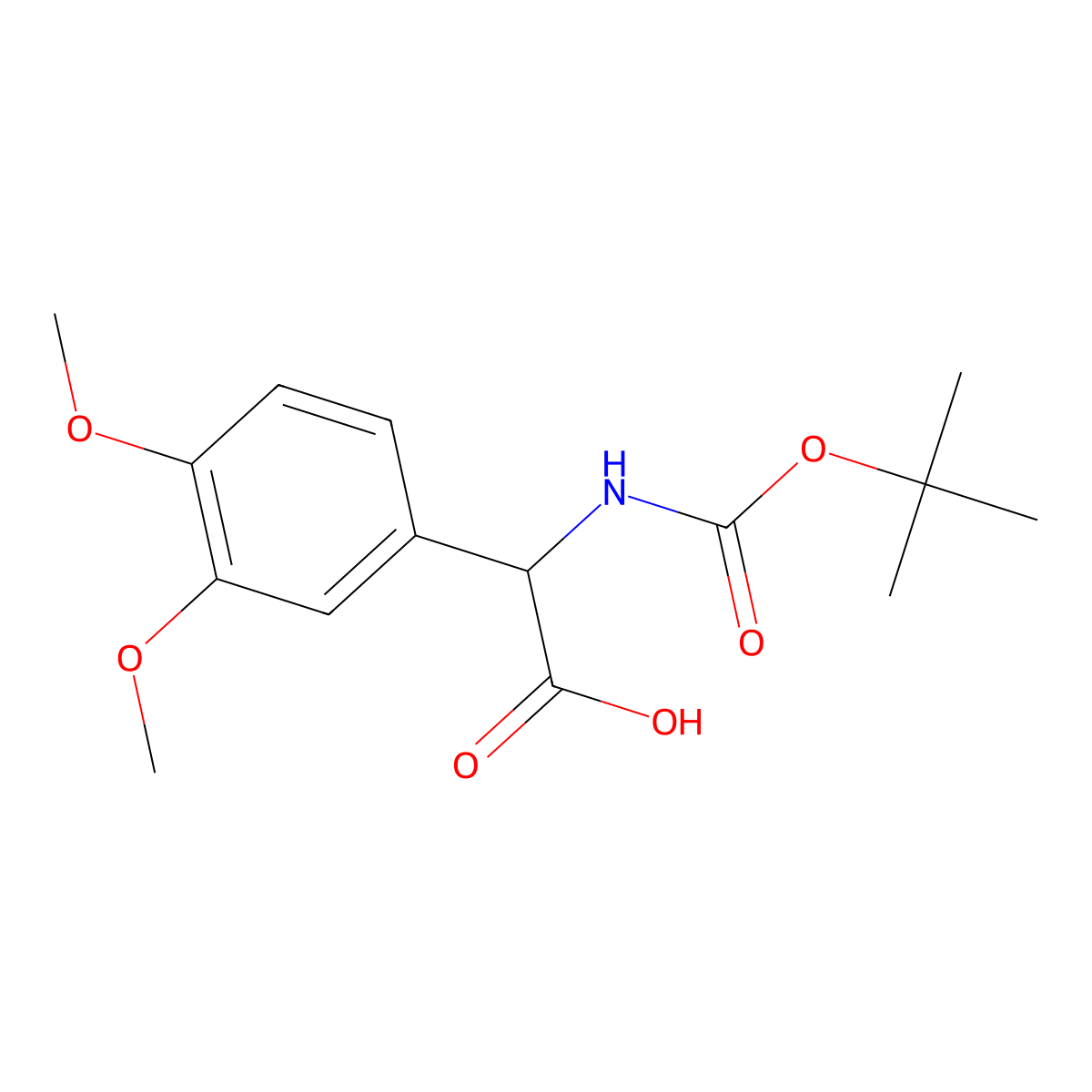 (S)-Tert-butoxycarbonylamino-(3,4-dimethoxy-phenyl)-acetic acid molecular structure, CAS 1241679-46-8