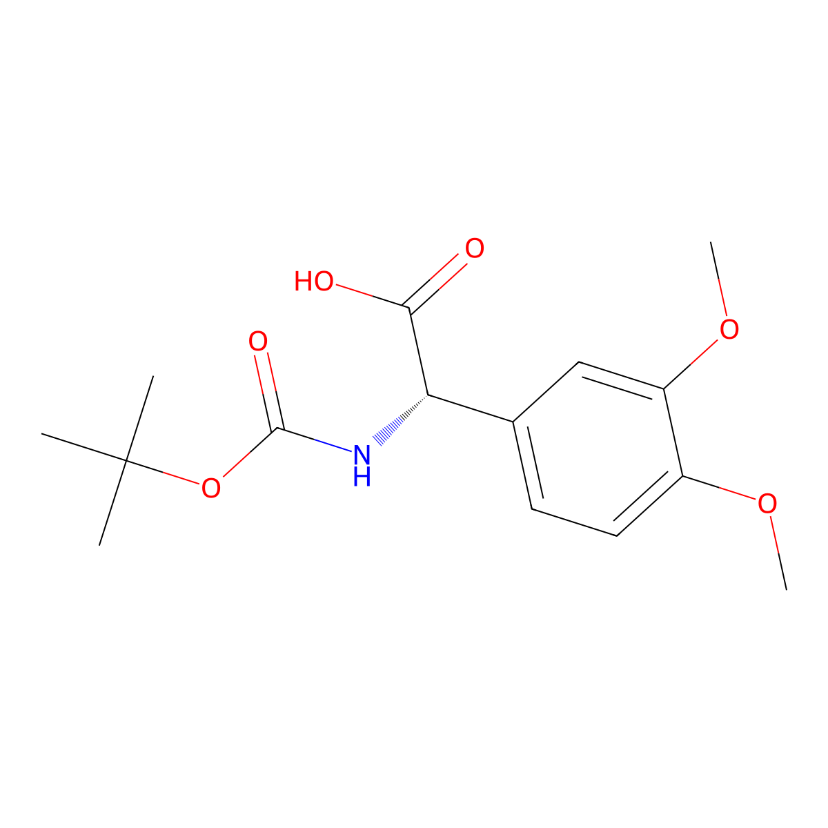 (S)-Tert-butoxycarbonylamino-(3,4-dimethoxy-phenyl)-acetic acid molecular structure, CAS 1241679-46-8
