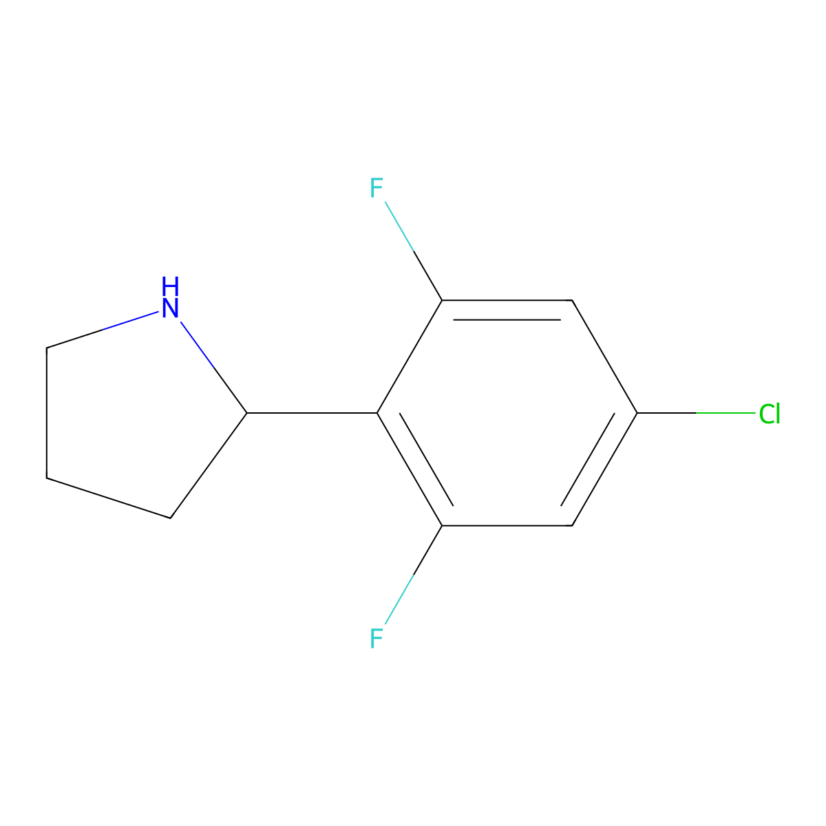 (R)-2-(4-Chloro-2,6-difluorophenyl)pyrrolidine molecular structure, CAS 1241679-60-6