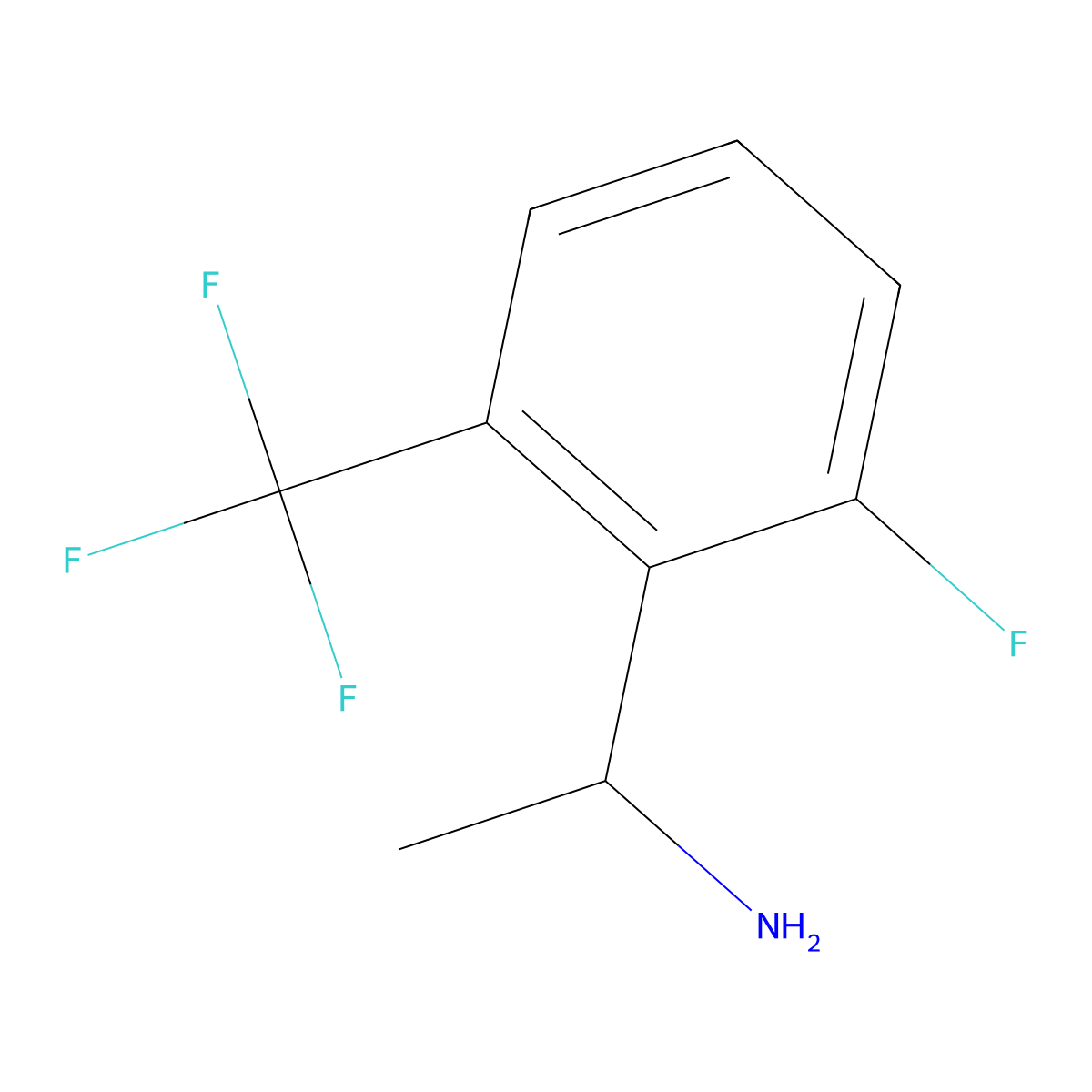 (R)-1-(2-Fluoro-6-(trifluoromethyl)phenyl)ethan-1-amine molecular structure, CAS 1241679-88-8