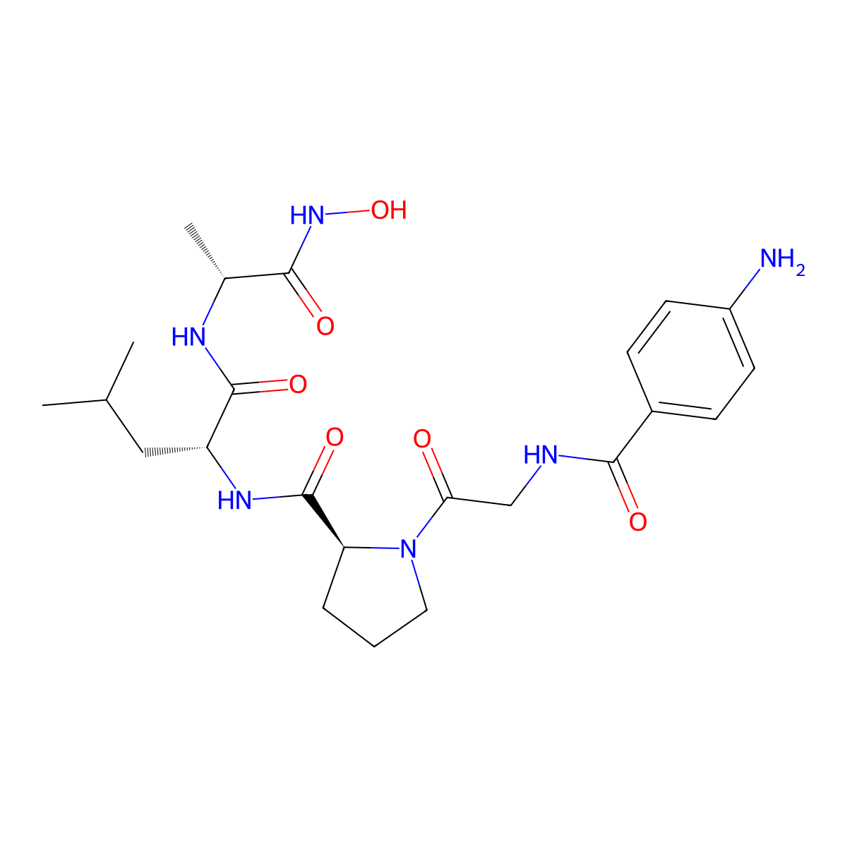 D-Alaninamide, N-(4-aminobenzoyl)glycyl-L-prolyl-D-leucyl-N-hydroxy- molecular structure, CAS 124168-73-6