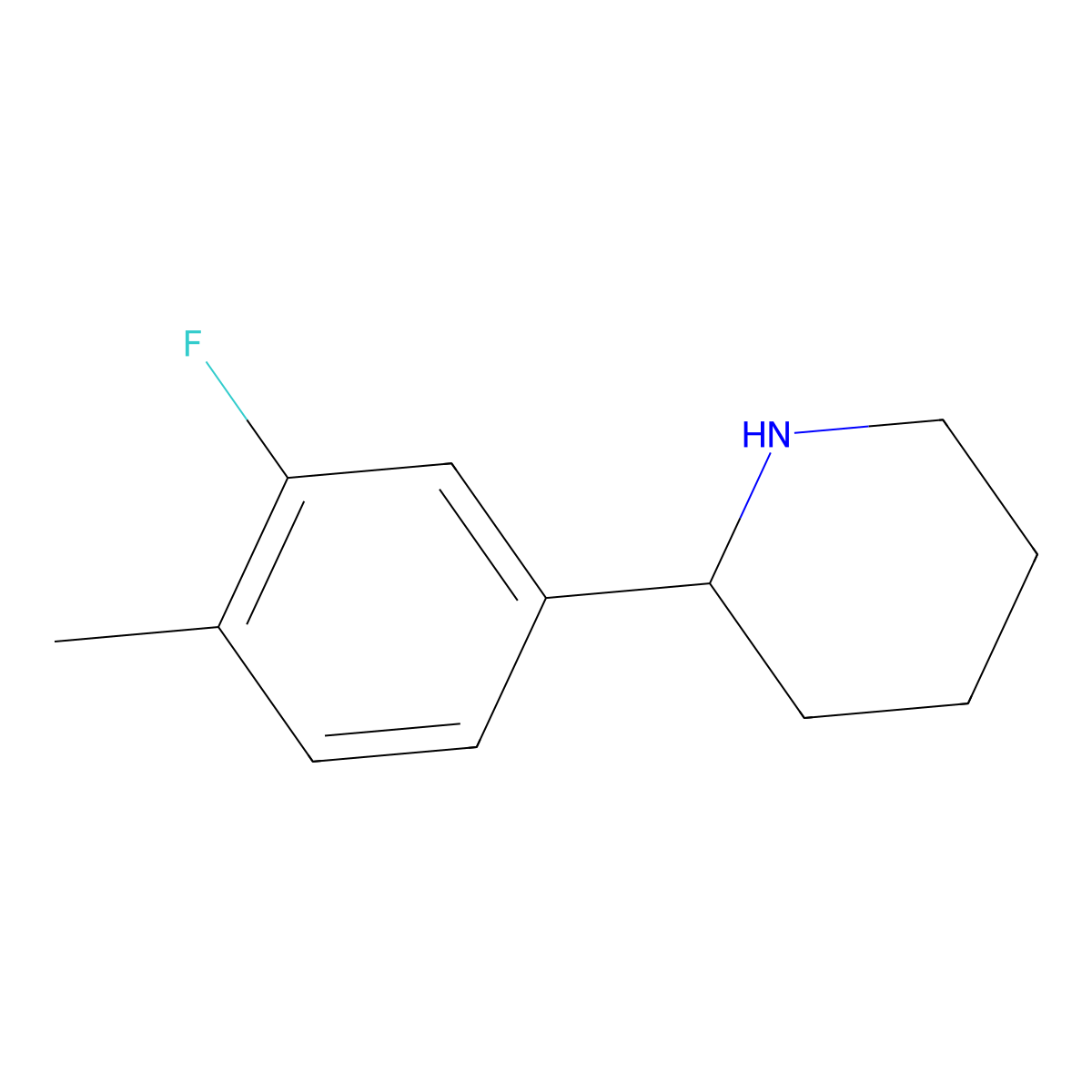 (R)-2-(3-Fluoro-4-methylphenyl)piperidine molecular structure, CAS 1241680-10-3