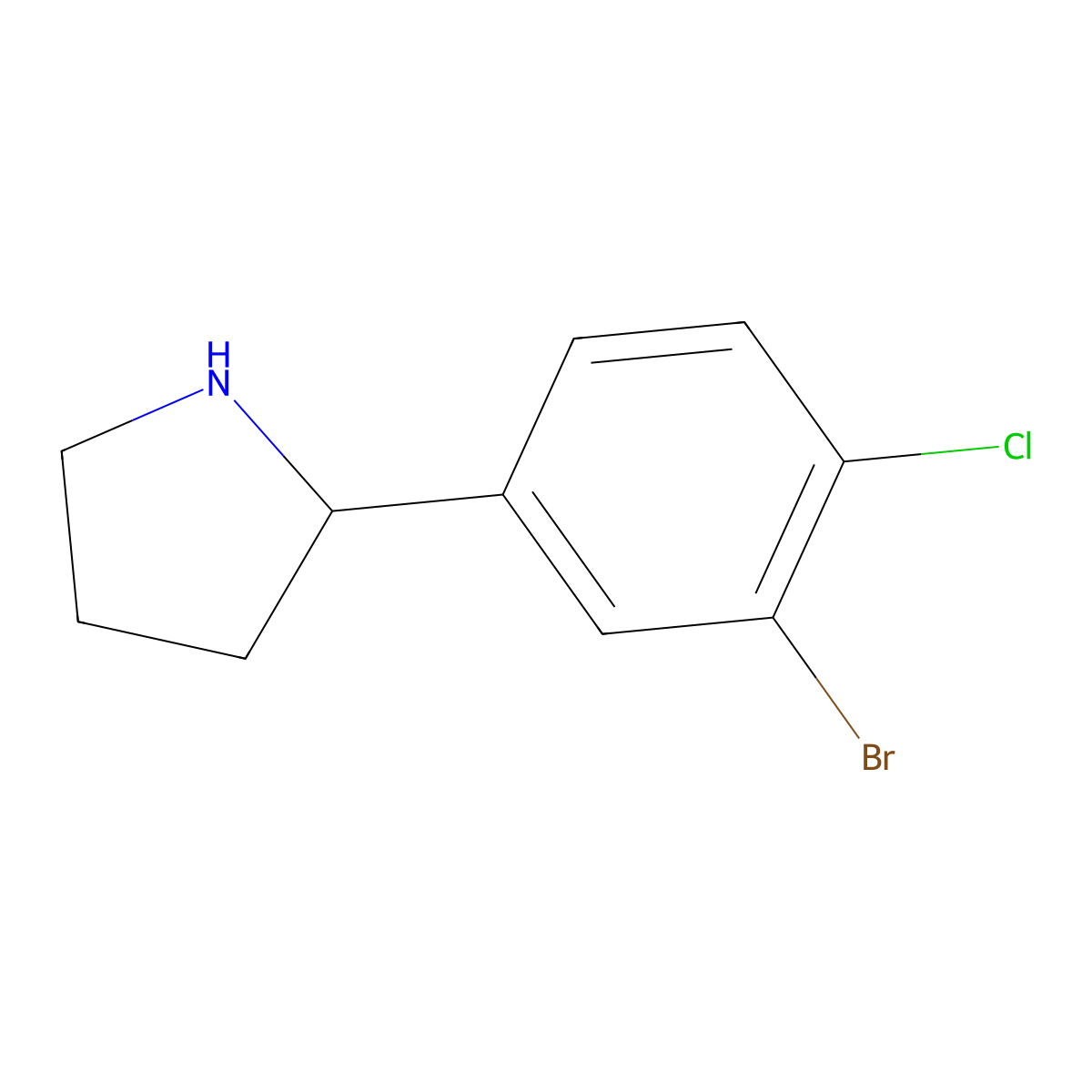 (R)-2-(3-Bromo-4-chlorophenyl)pyrrolidine molecular structure, CAS 1241680-12-5