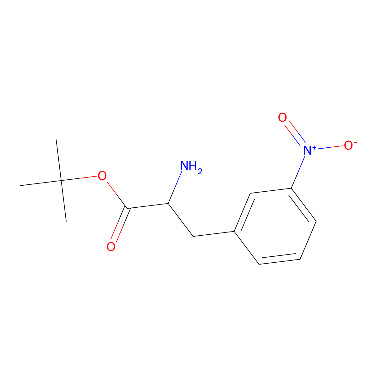 Tert-butyl (2S)-2-amino-3-(3-nitrophenyl)propanoate molecular structure, CAS 1241680-25-0