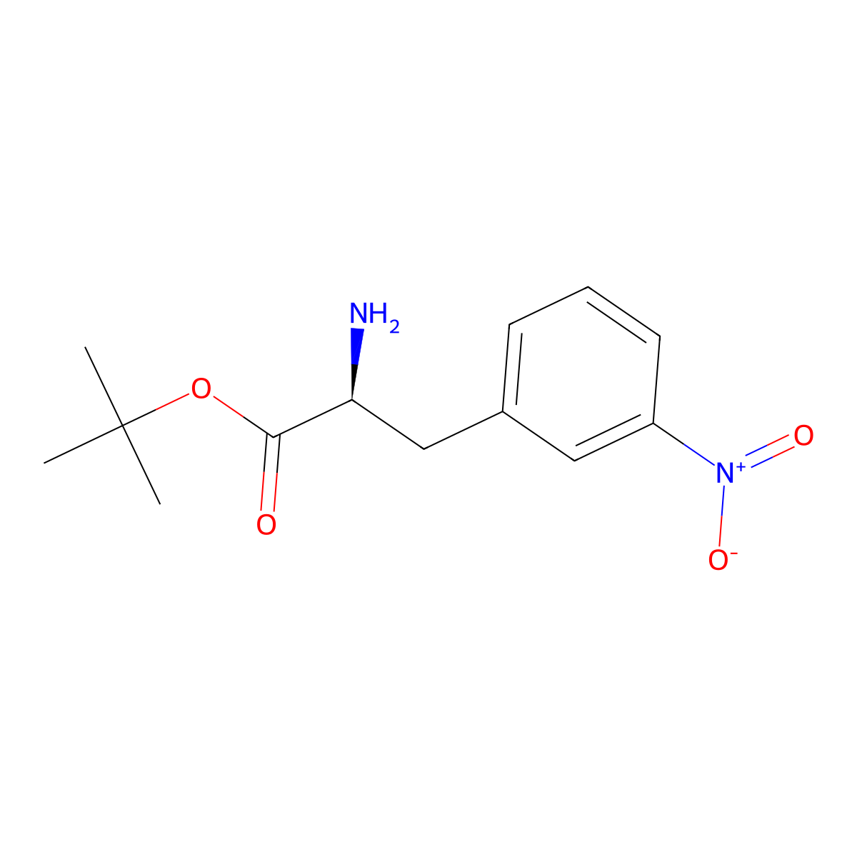 Tert-butyl (2S)-2-amino-3-(3-nitrophenyl)propanoate molecular structure, CAS 1241680-25-0