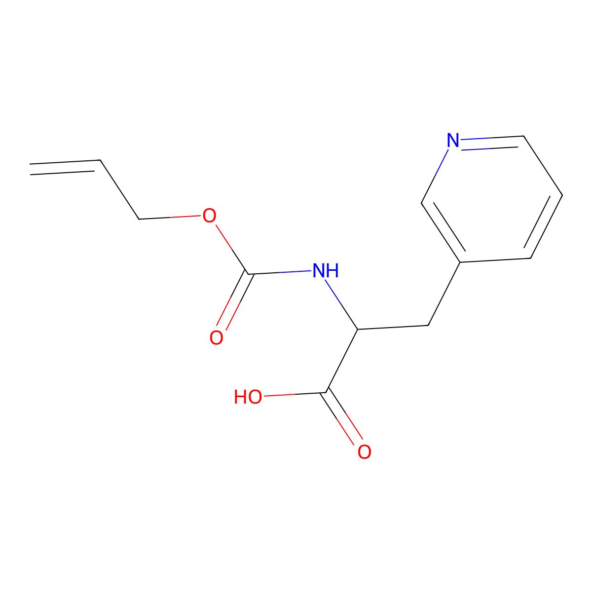 (2R)-2-{[(prop-2-en-1-yloxy)carbonyl]amino}-3-(pyridin-3-yl)propanoic acid molecular structure, CAS 1241680-29-4