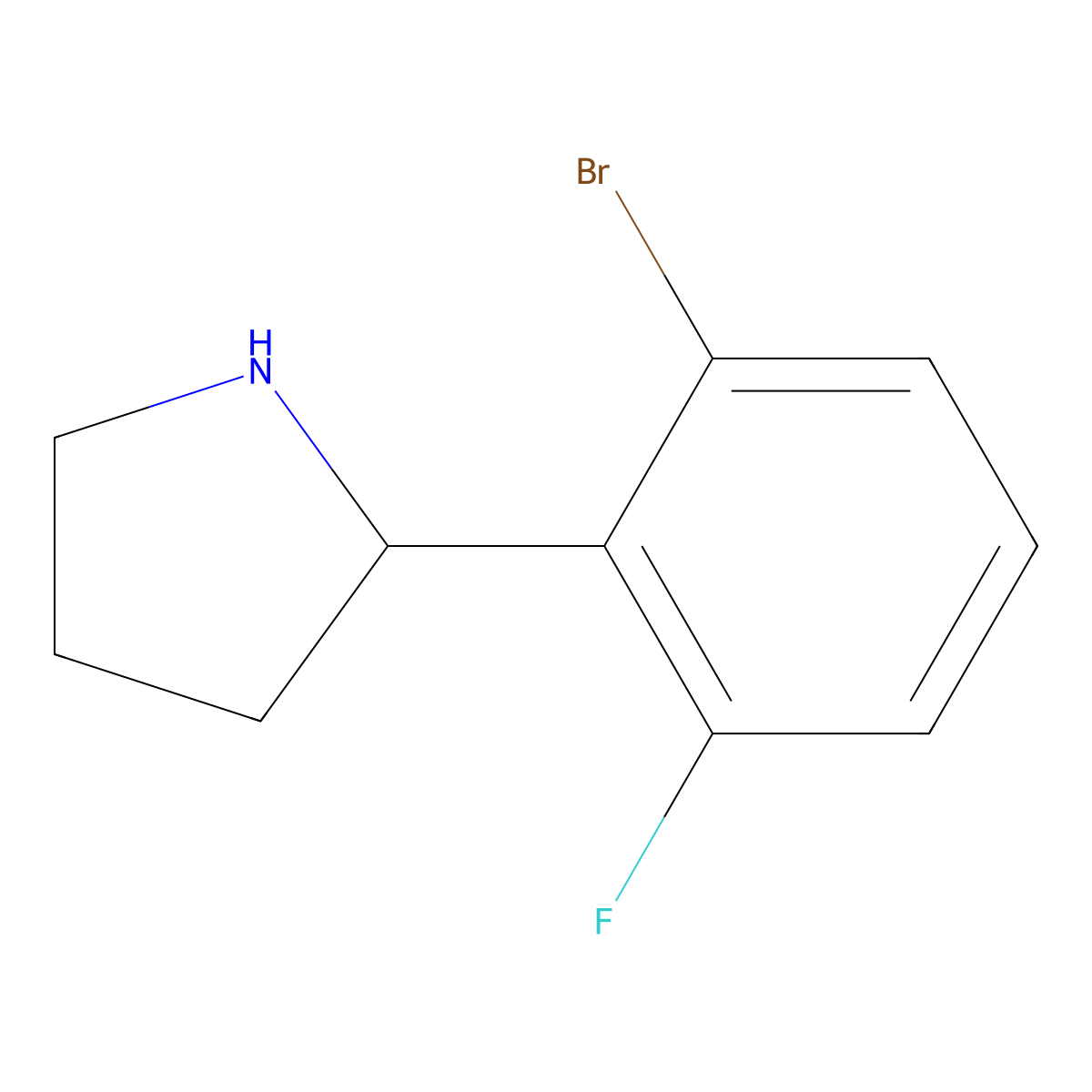 (S)-2-(2-Bromo-6-fluorophenyl)pyrrolidine molecular structure, CAS 1241680-30-7