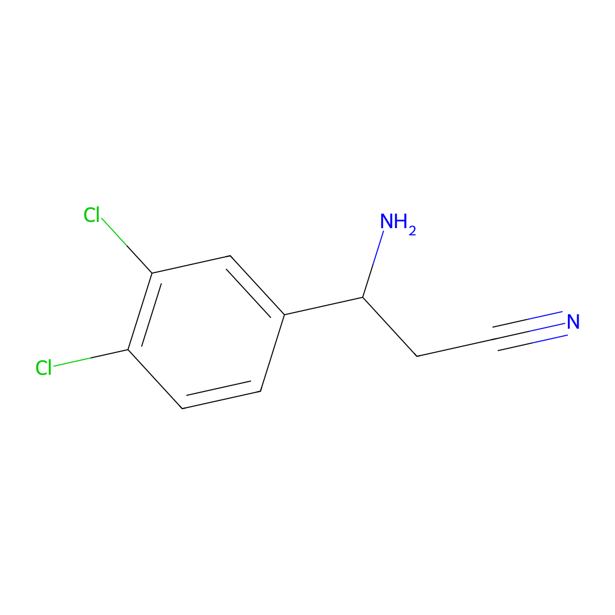 (3R)-3-Amino-3-(3,4-dichlorophenyl)propanenitrile molecular structure, CAS 1241680-45-4