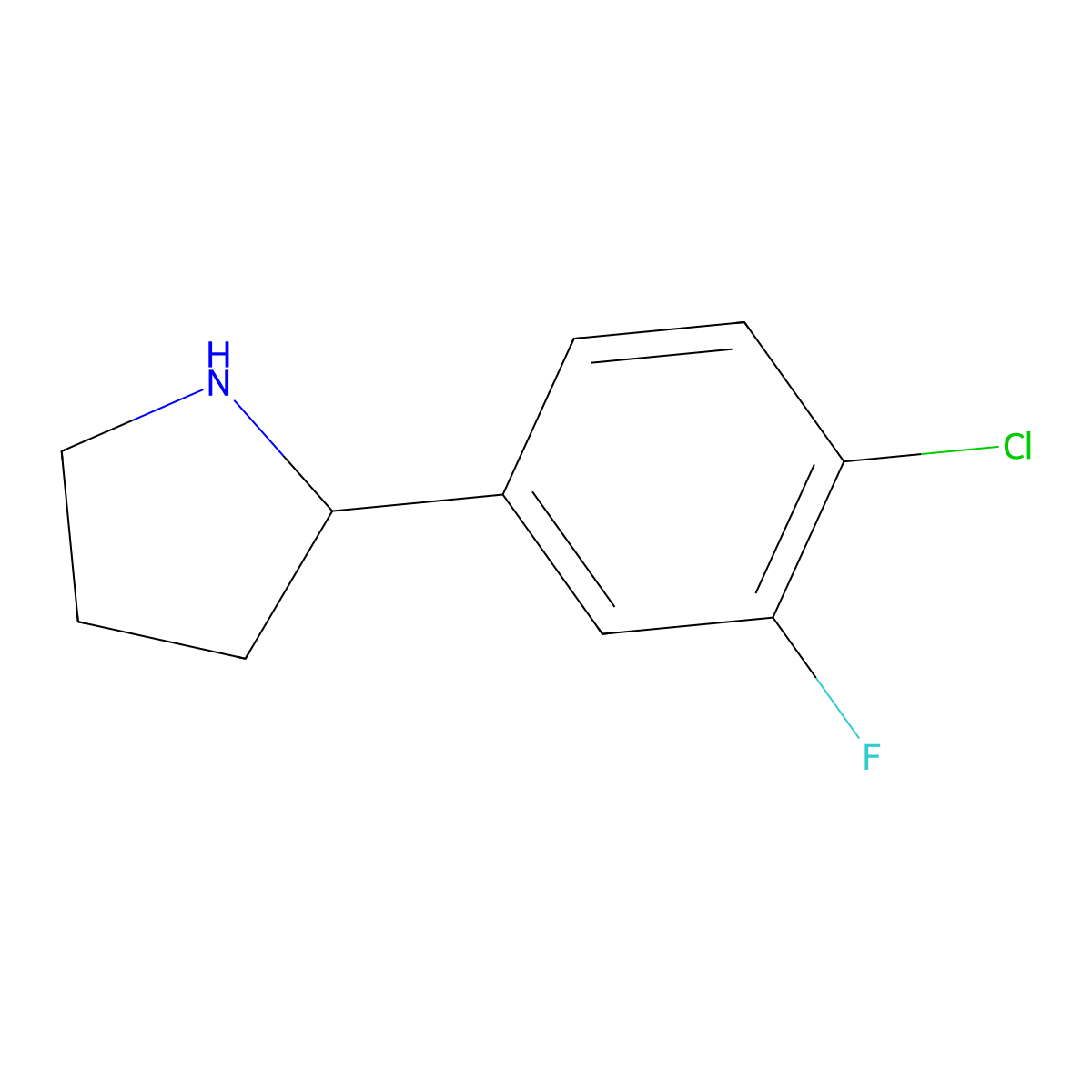 (S)-2-(4-Chloro-3-fluorophenyl)pyrrolidine molecular structure, CAS 1241680-78-3