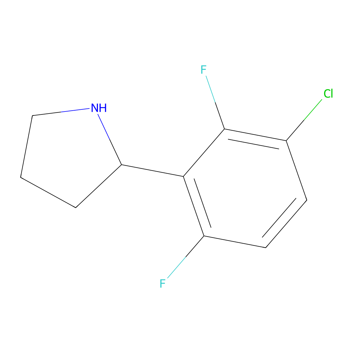 (S)-2-(3-Chloro-2,6-difluorophenyl)pyrrolidine molecular structure, CAS 1241681-59-3