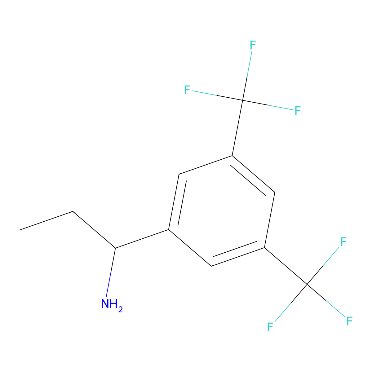 (R)-1-(3,5-Bis(trifluoromethyl)phenyl)propan-1-amine molecular structure, CAS 1241681-82-2