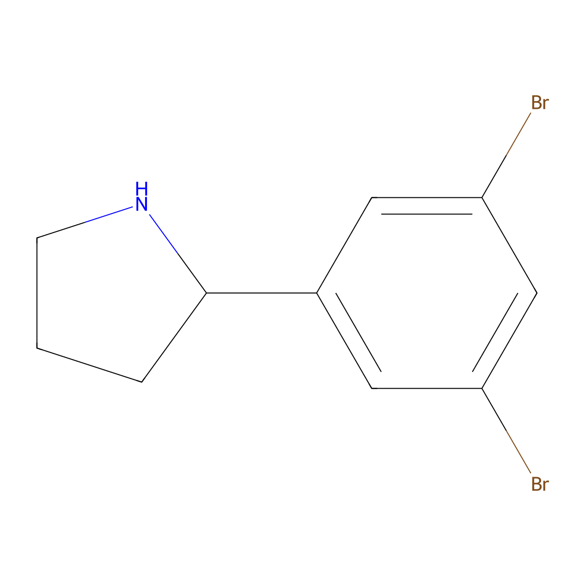 (R)-2-(3,5-Dibromophenyl)pyrrolidine molecular structure, CAS 1241681-89-9