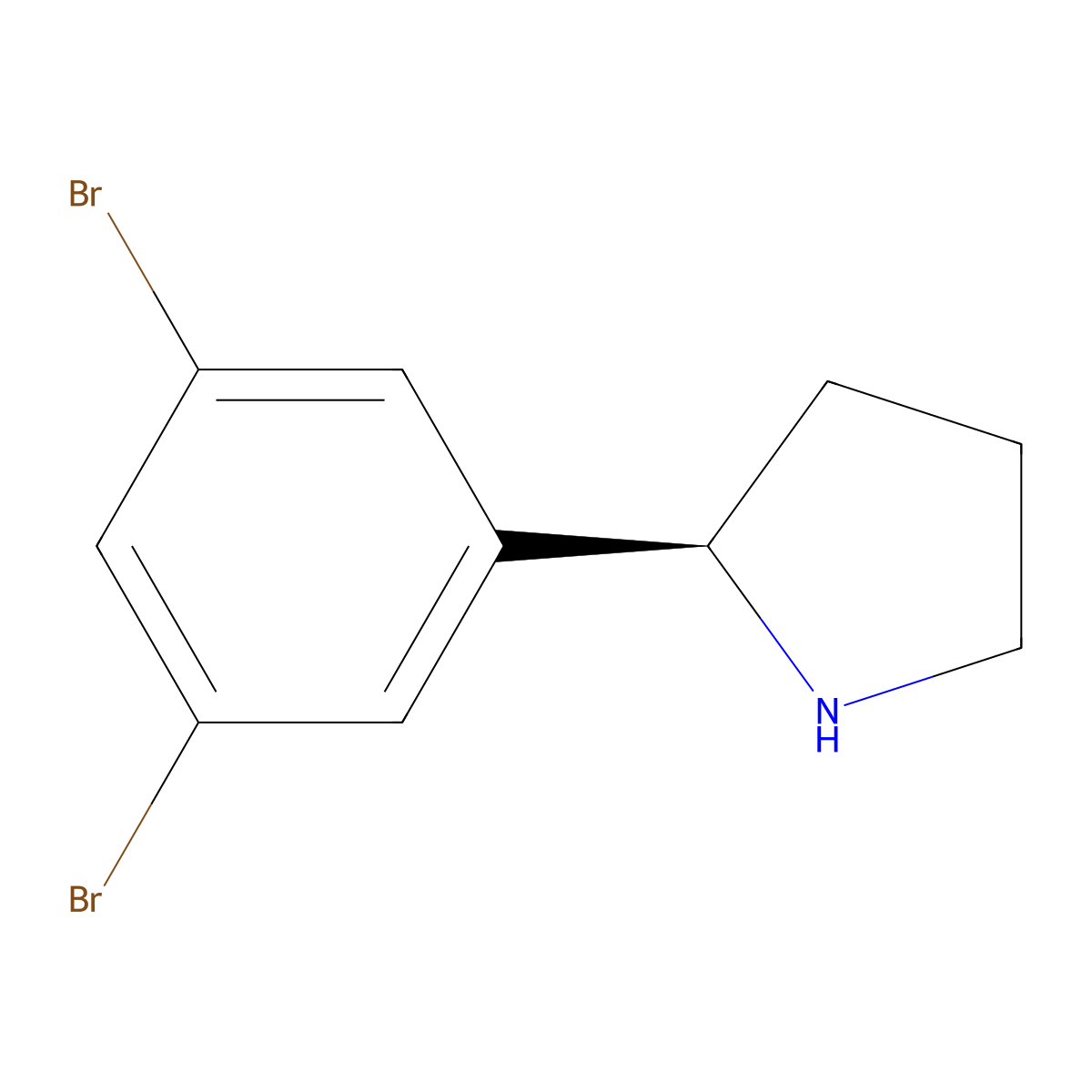 (R)-2-(3,5-Dibromophenyl)pyrrolidine molecular structure, CAS 1241681-89-9