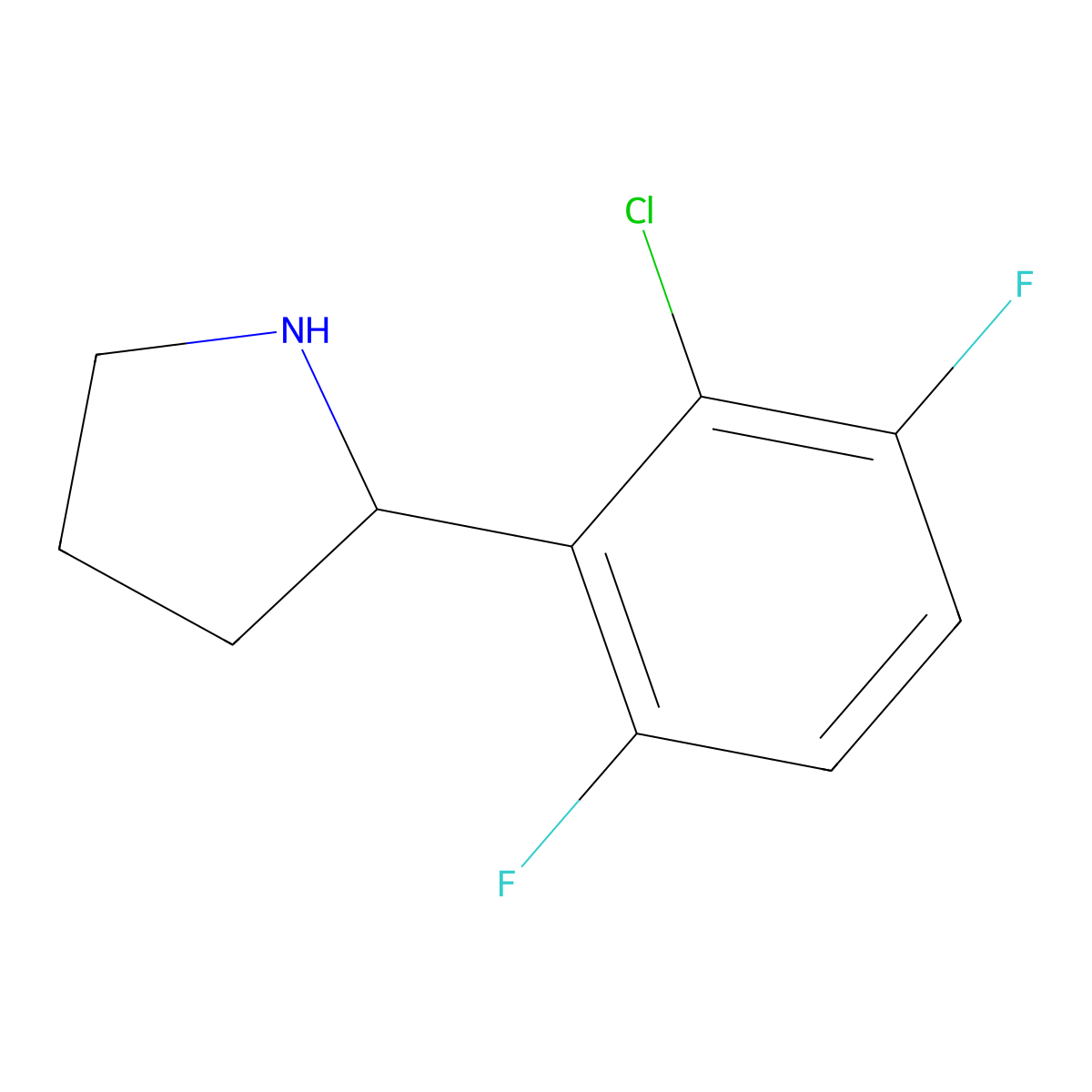 (S)-2-(2-Chloro-3,6-difluorophenyl)pyrrolidine molecular structure, CAS 1241682-70-1