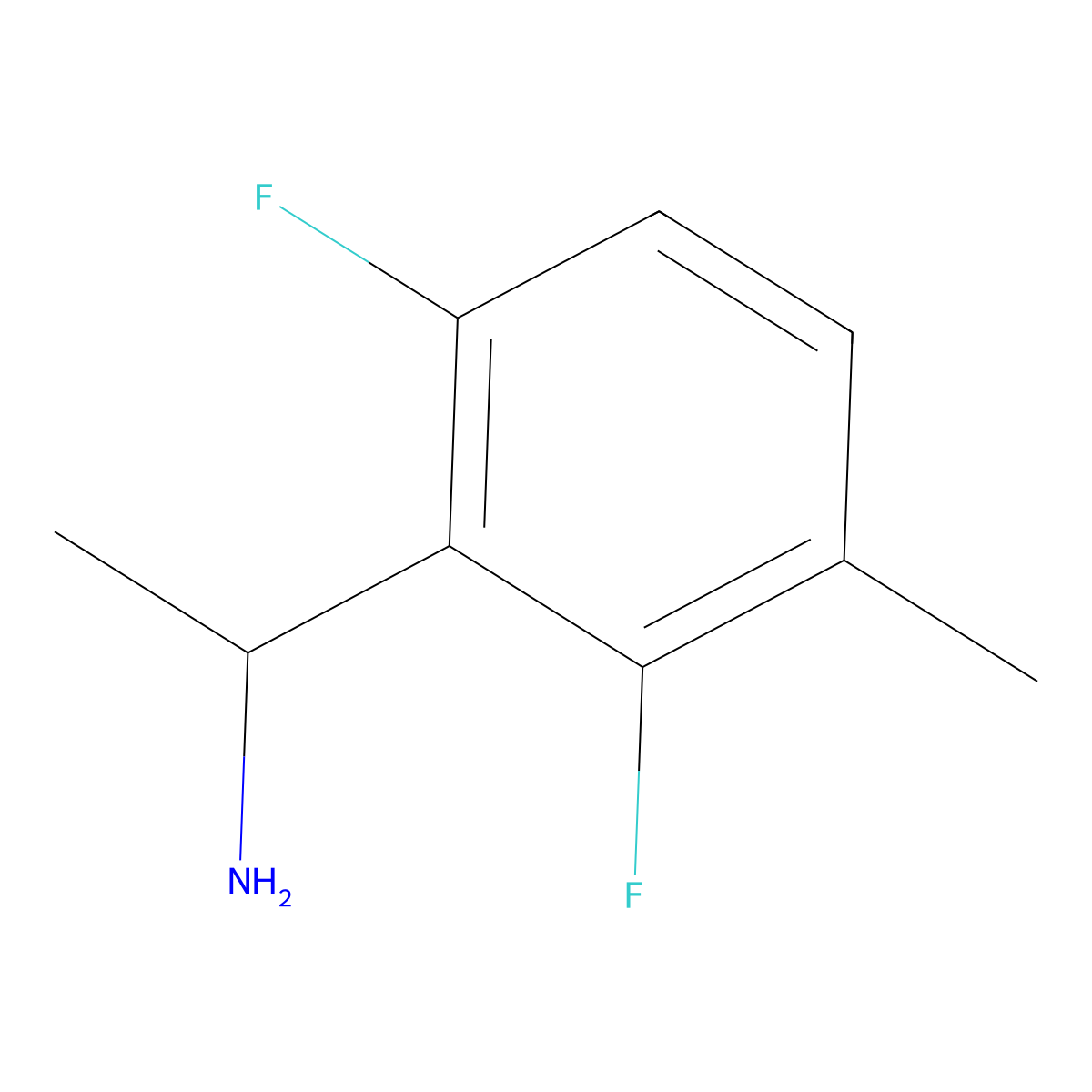 (1R)-1-(2,6-difluoro-3-methylphenyl)ethan-1-amine molecular structure, CAS 1241683-43-1