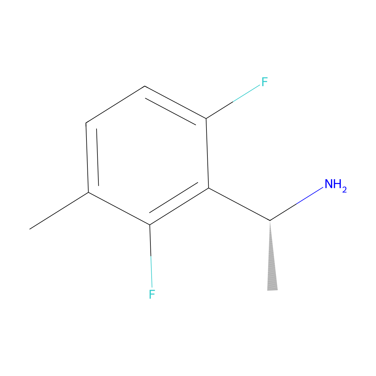 (1R)-1-(2,6-difluoro-3-methylphenyl)ethan-1-amine molecular structure, CAS 1241683-43-1