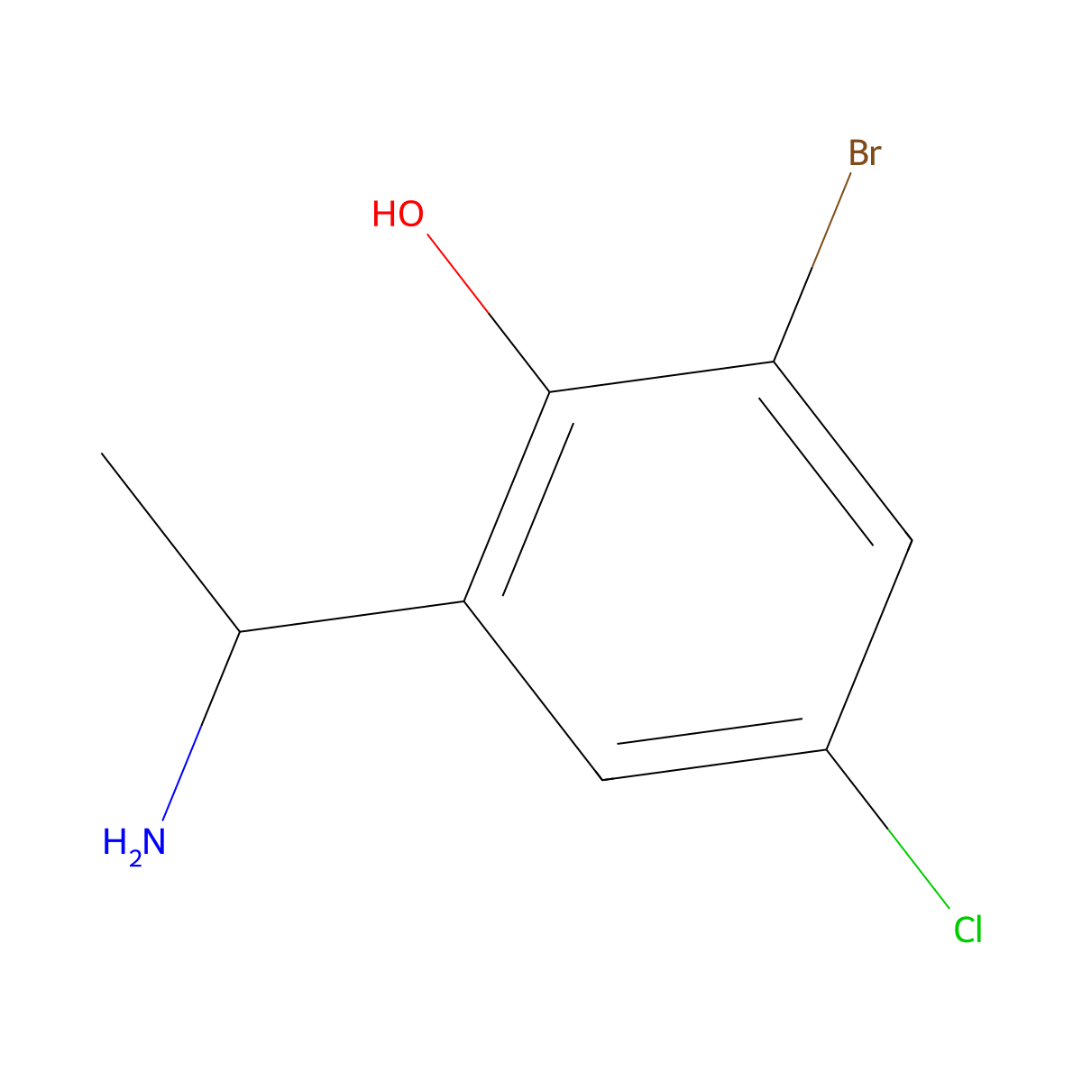 2-[(1S)-1-aminoethyl]-6-bromo-4-chlorophenol molecular structure, CAS 1241683-56-6