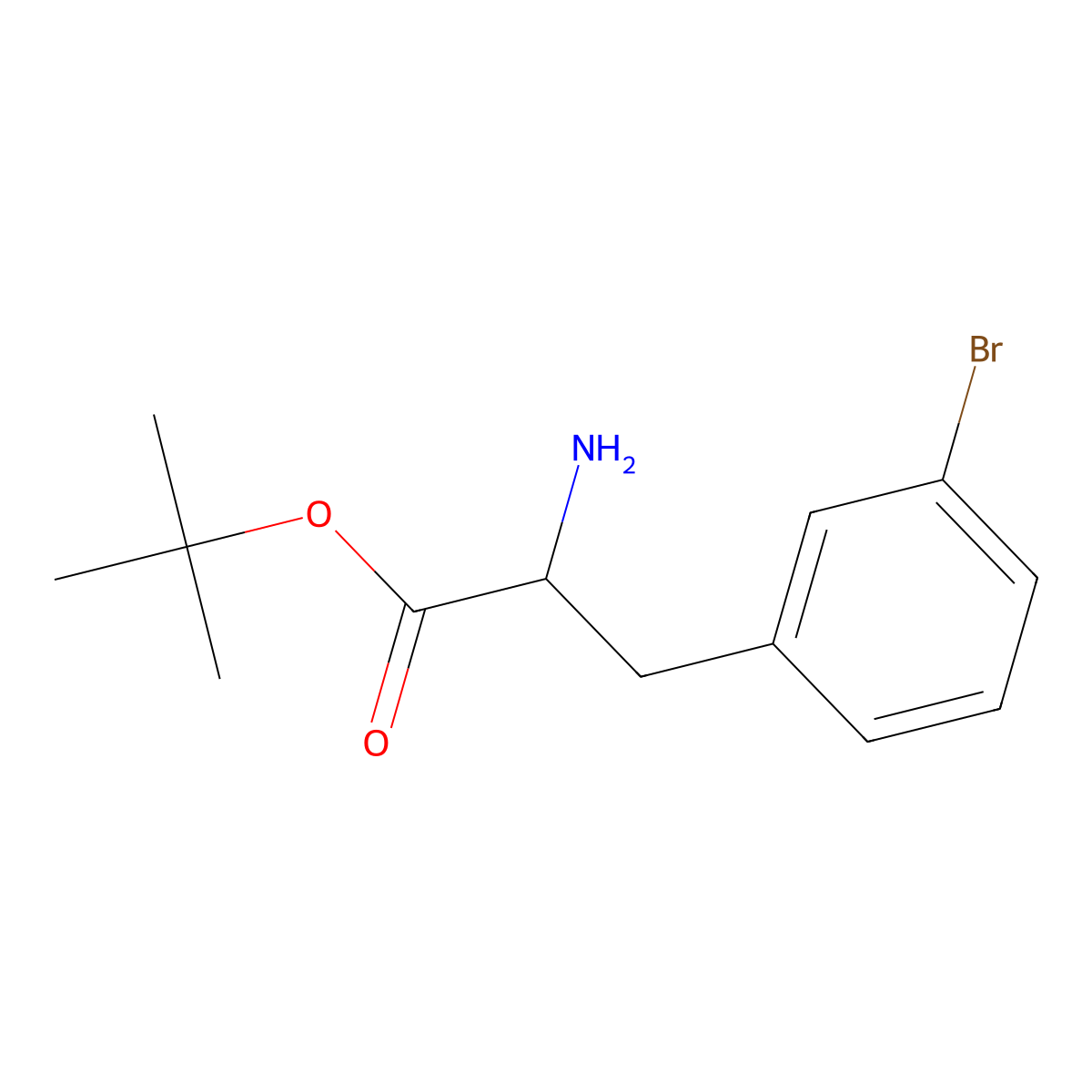 Tert-butyl (2S)-2-amino-3-(3-bromophenyl)propanoate molecular structure, CAS 1241683-67-9