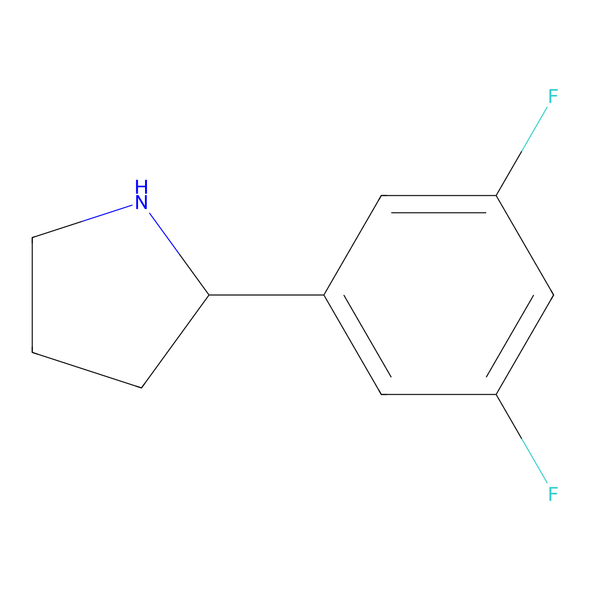(2R)-2-(3,5-difluorophenyl)pyrrolidine molecular structure, CAS 1241683-70-4
